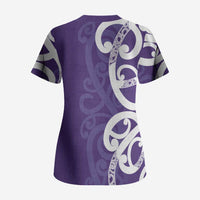 Violet Green Maori Scrub Top Koru Kowhaiwhai - Polynesian Pride