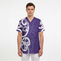 Violet Green Maori Scrub Top Koru Kowhaiwhai - Polynesian Pride