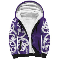 Violet Green Maori Sherpa Hoodie Koru Kowhaiwhai LT7 Unisex Violet - Polynesian Pride