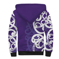 Violet Green Maori Sherpa Hoodie Koru Kowhaiwhai LT7 - Polynesian Pride