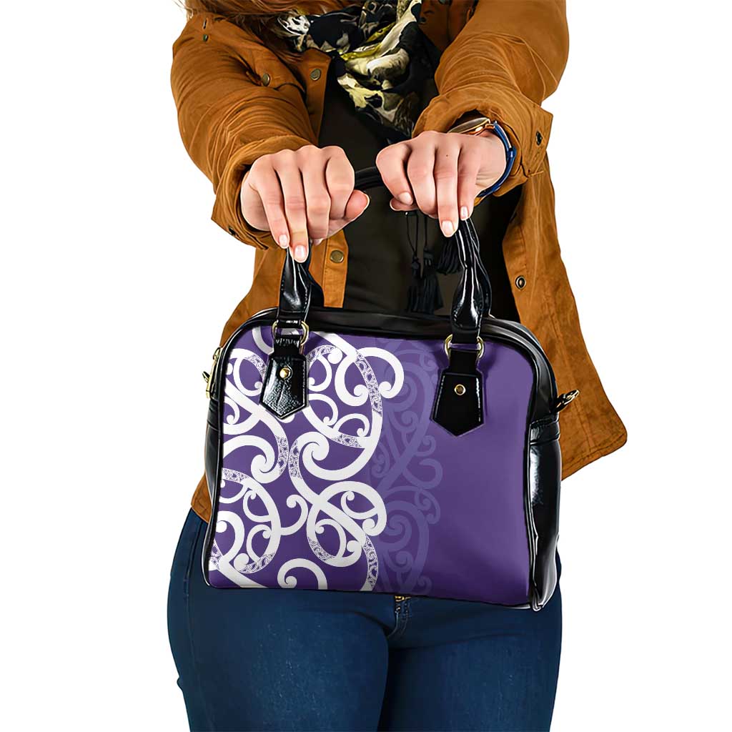 Violet Green Maori Shoulder Handbag Koru Kowhaiwhai - Polynesian Pride
