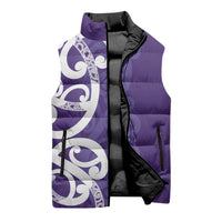 Violet Green Maori Sleeveless Puffer Jacket Koru Kowhaiwhai - Polynesian Pride