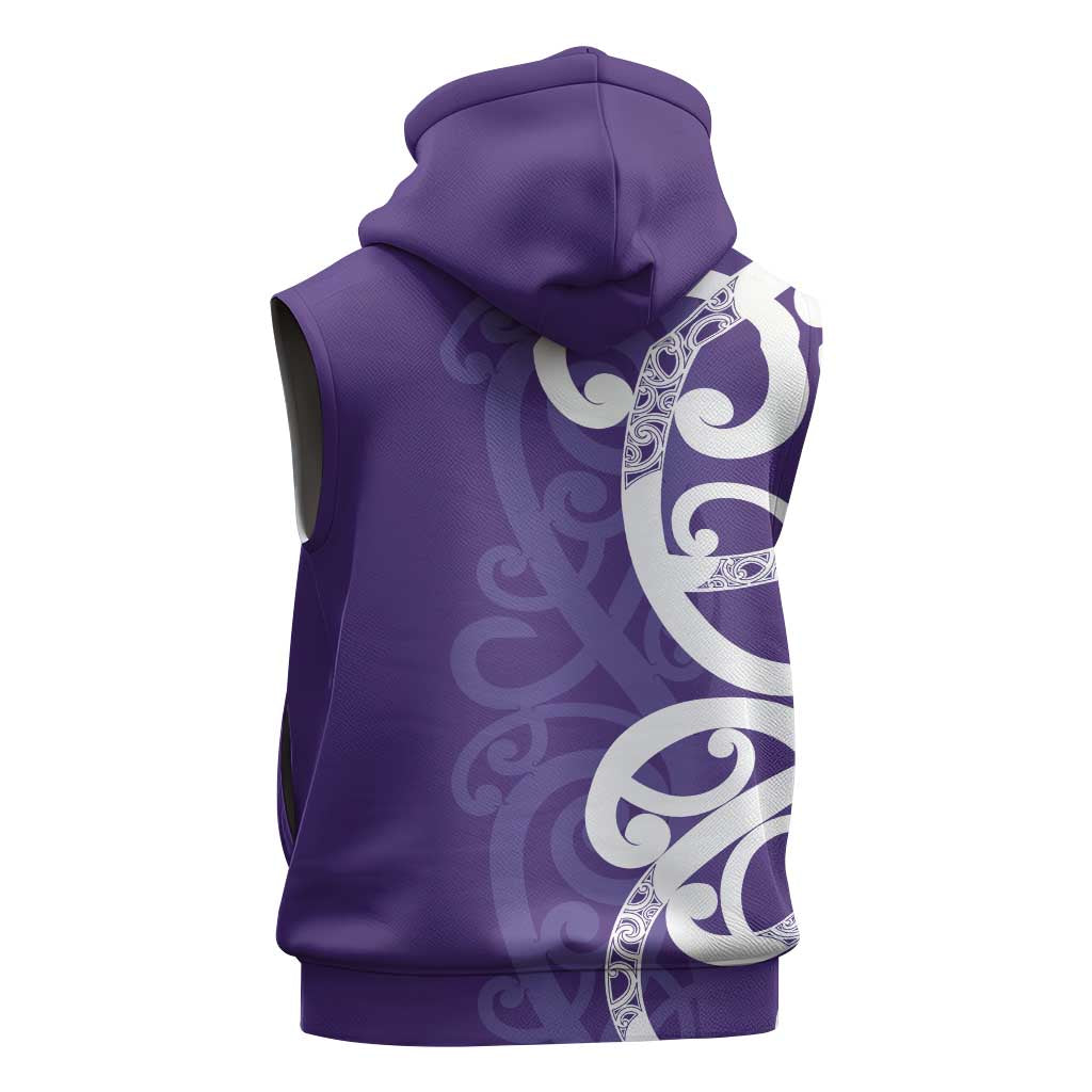 Violet Green Maori Sleeveless Zip Hoodie Koru Kowhaiwhai LT7 - Polynesian Pride