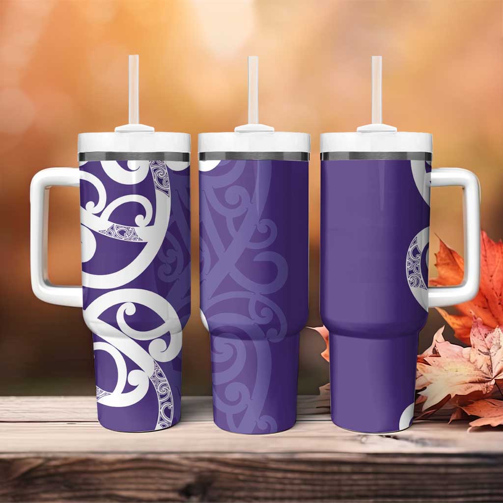 Violet Green Maori Tumbler With Handle Koru Kowhaiwhai - Polynesian Pride
