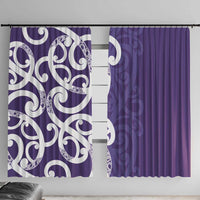 Violet Green Maori Window Curtain Koru Kowhaiwhai - Polynesian Pride