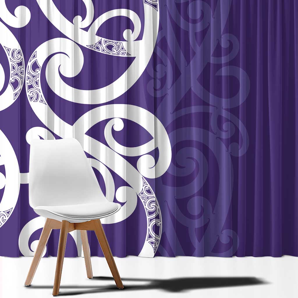 Violet Green Maori Window Curtain Koru Kowhaiwhai - Polynesian Pride