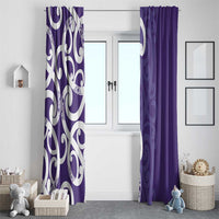 Violet Green Maori Window Curtain Koru Kowhaiwhai - Polynesian Pride