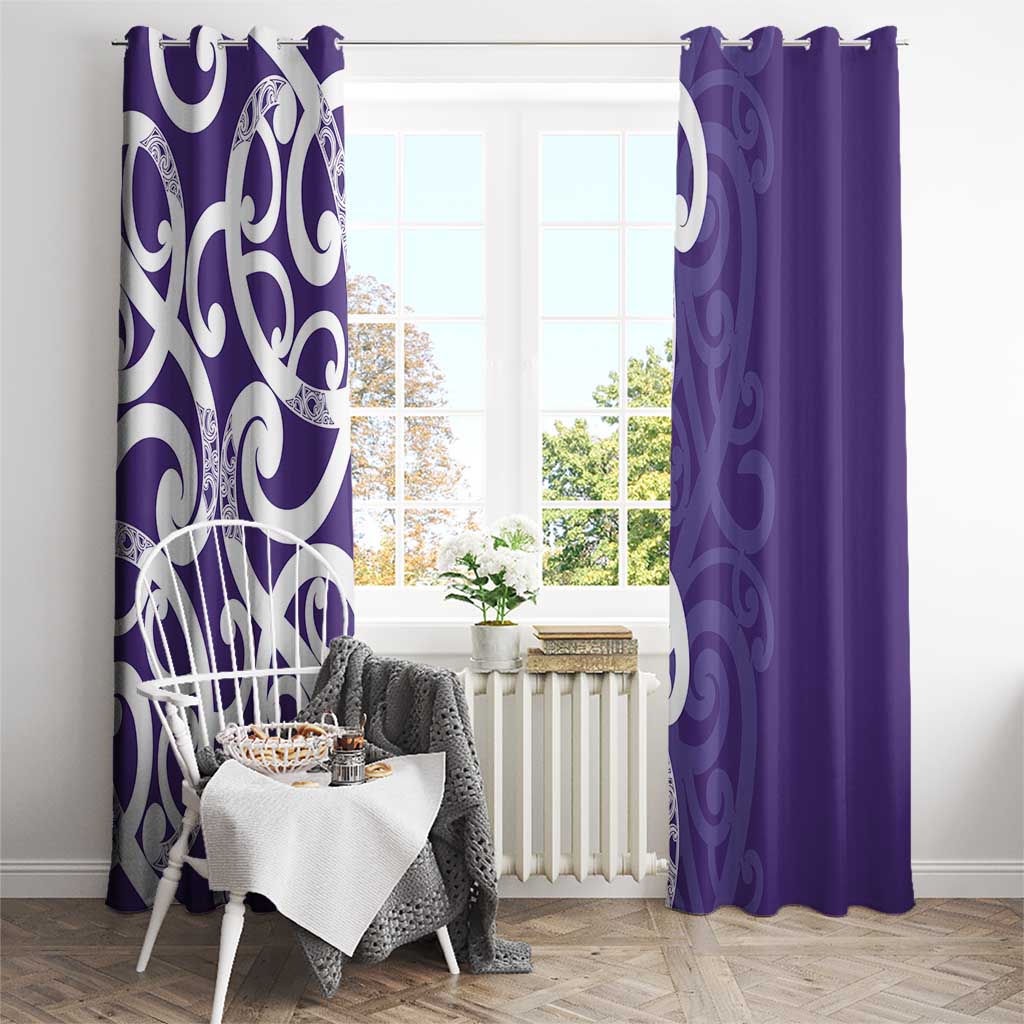Violet Green Maori Window Curtain Koru Kowhaiwhai - Polynesian Pride