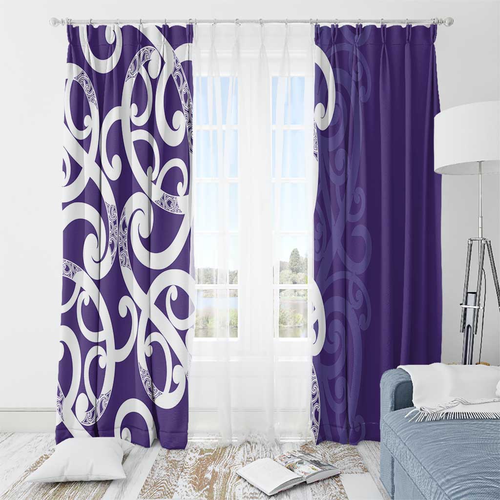 Violet Green Maori Window Curtain Koru Kowhaiwhai - Polynesian Pride