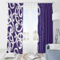 Violet Green Maori Window Curtain Koru Kowhaiwhai - Polynesian Pride