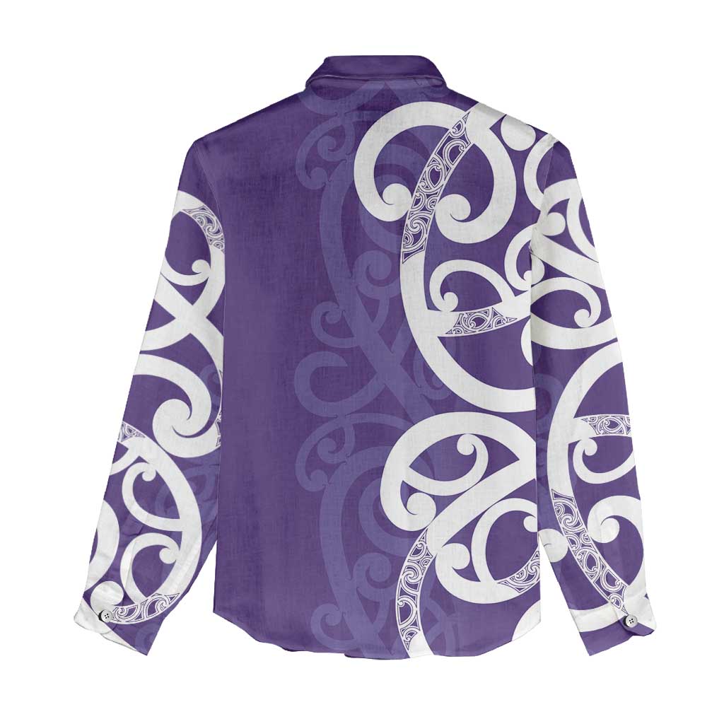 Violet Green Maori Women Casual Shirt Koru Kowhaiwhai - Polynesian Pride