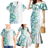 Paua Shell Maori Family Matching Mermaid Dress and Hawaiian Shirt Koru Kowhaiwhai - Polynesian Pride