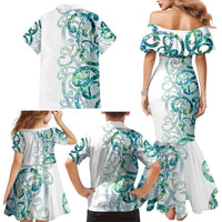 Paua Shell Maori Family Matching Mermaid Dress and Hawaiian Shirt Koru Kowhaiwhai - Polynesian Pride