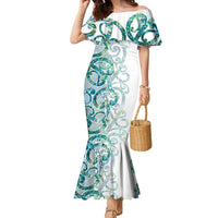 Paua Shell Maori Family Matching Mermaid Dress and Hawaiian Shirt Koru Kowhaiwhai - Polynesian Pride