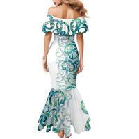 Paua Shell Maori Family Matching Mermaid Dress and Hawaiian Shirt Koru Kowhaiwhai - Polynesian Pride