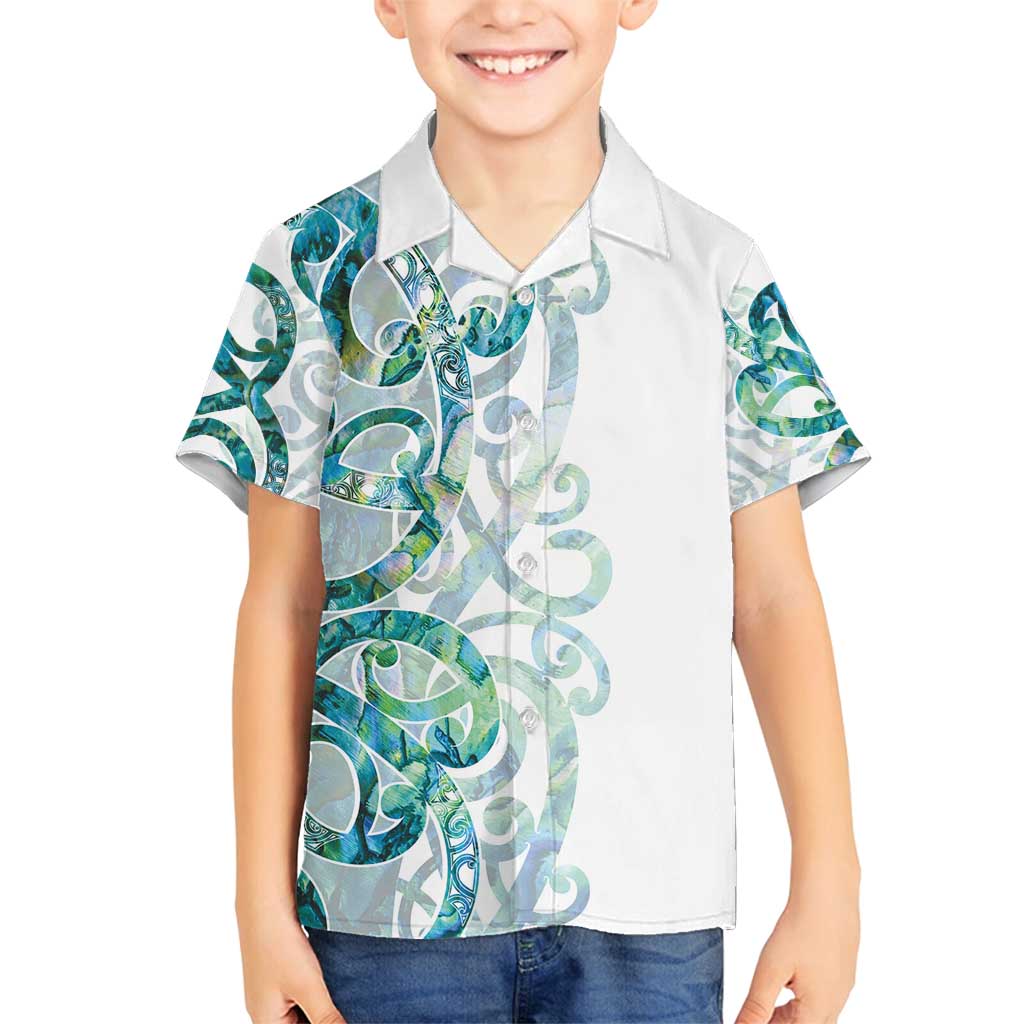 Paua Shell Maori Family Matching Off Shoulder Maxi Dress and Hawaiian Shirt Koru Kowhaiwhai - Polynesian Pride