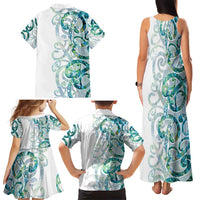 Paua Shell Maori Family Matching Tank Maxi Dress and Hawaiian Shirt Koru Kowhaiwhai - Polynesian Pride