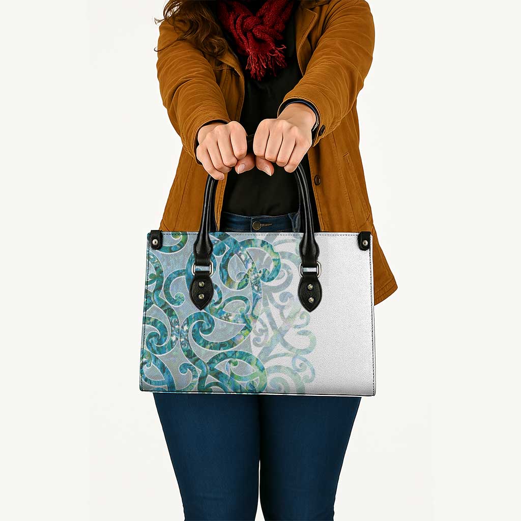 Paua Shell Maori Leather Bag Koru Kowhaiwhai - Polynesian Pride