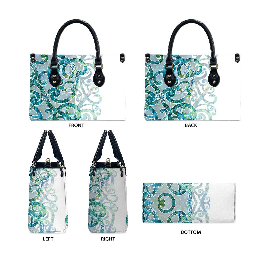 Paua Shell Maori Leather Bag Koru Kowhaiwhai - Polynesian Pride