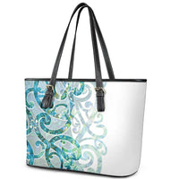 Paua Shell Maori Leather Tote Bag Koru Kowhaiwhai - Polynesian Pride