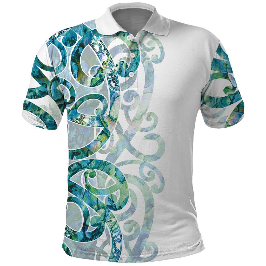 Paua Shell Maori Polo Shirt Koru Kowhaiwhai - Polynesian Pride