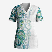 Paua Shell Maori Scrub Top Koru Kowhaiwhai - Polynesian Pride