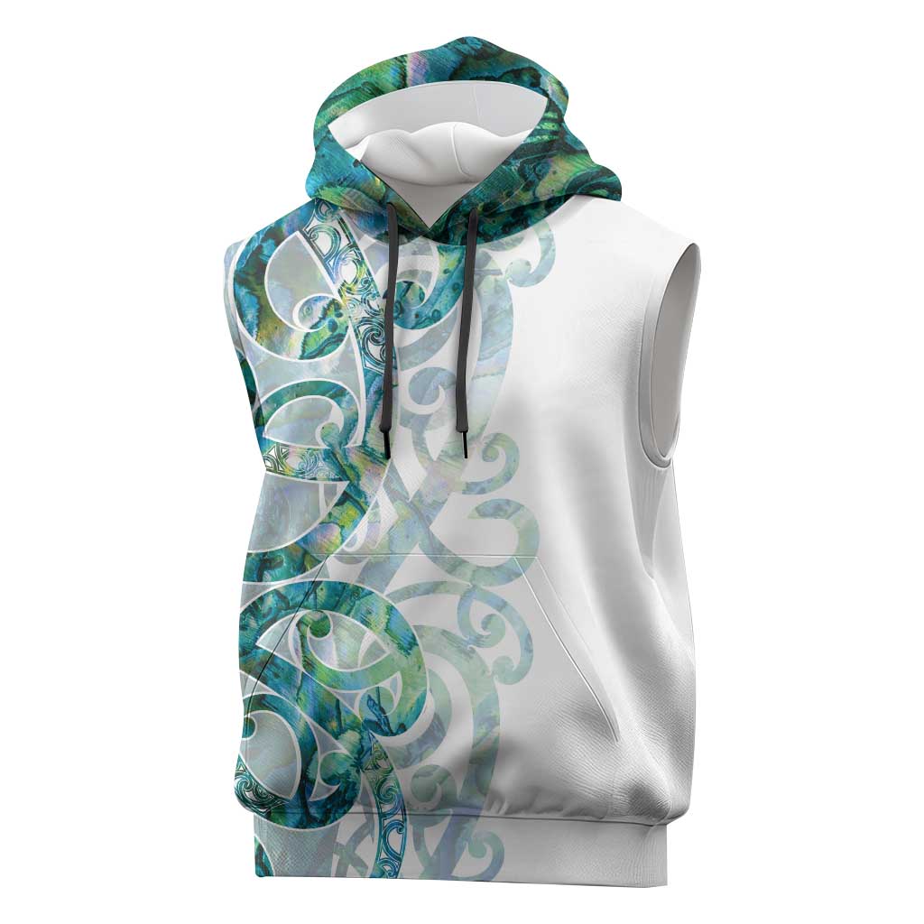 Paua Shell Maori Sleeveless Hoodie Koru Kowhaiwhai - Polynesian Pride