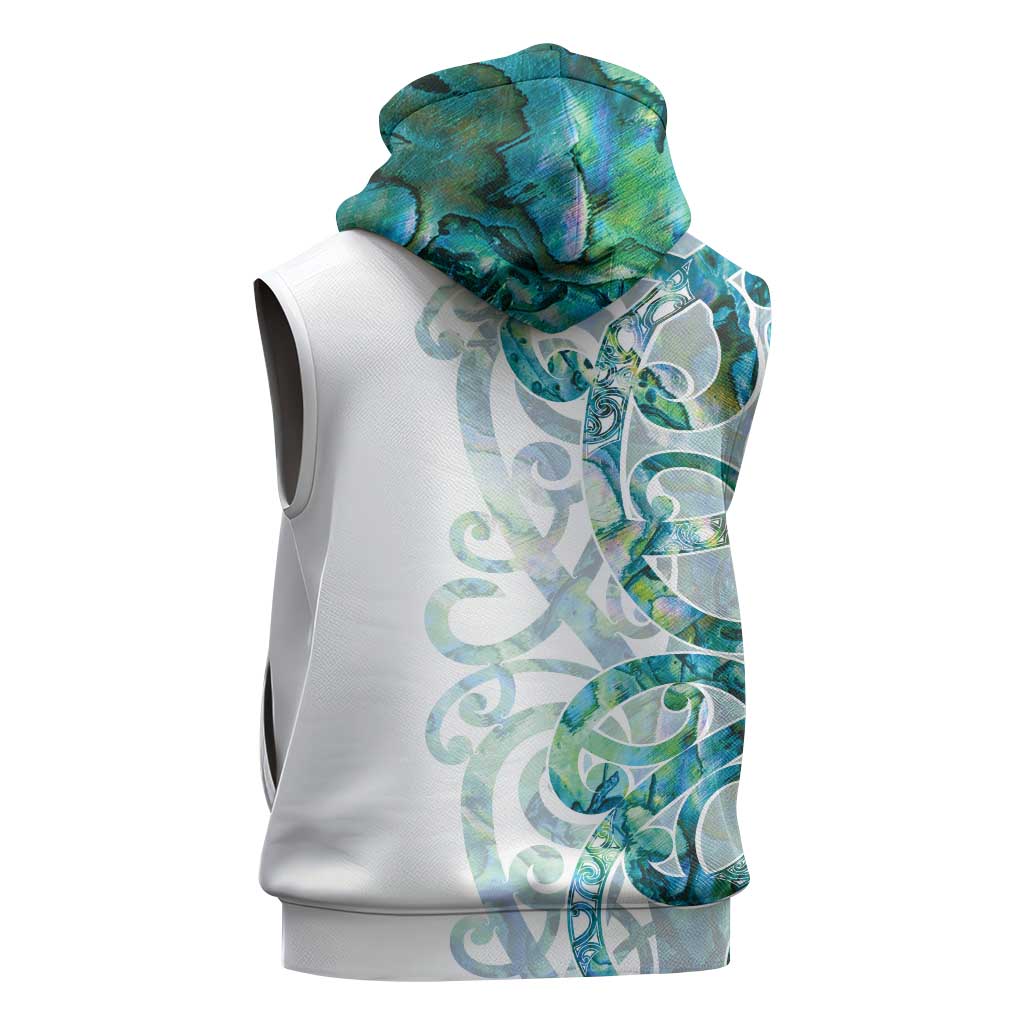 Paua Shell Maori Sleeveless Zip Hoodie Koru Kowhaiwhai LT7 - Polynesian Pride