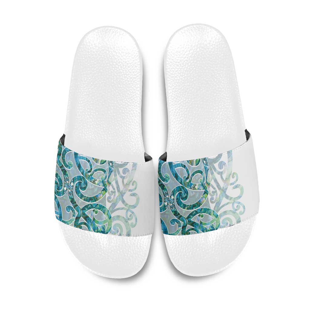 Paua Shell Maori Slide Sandals Koru Kowhaiwhai - Polynesian Pride