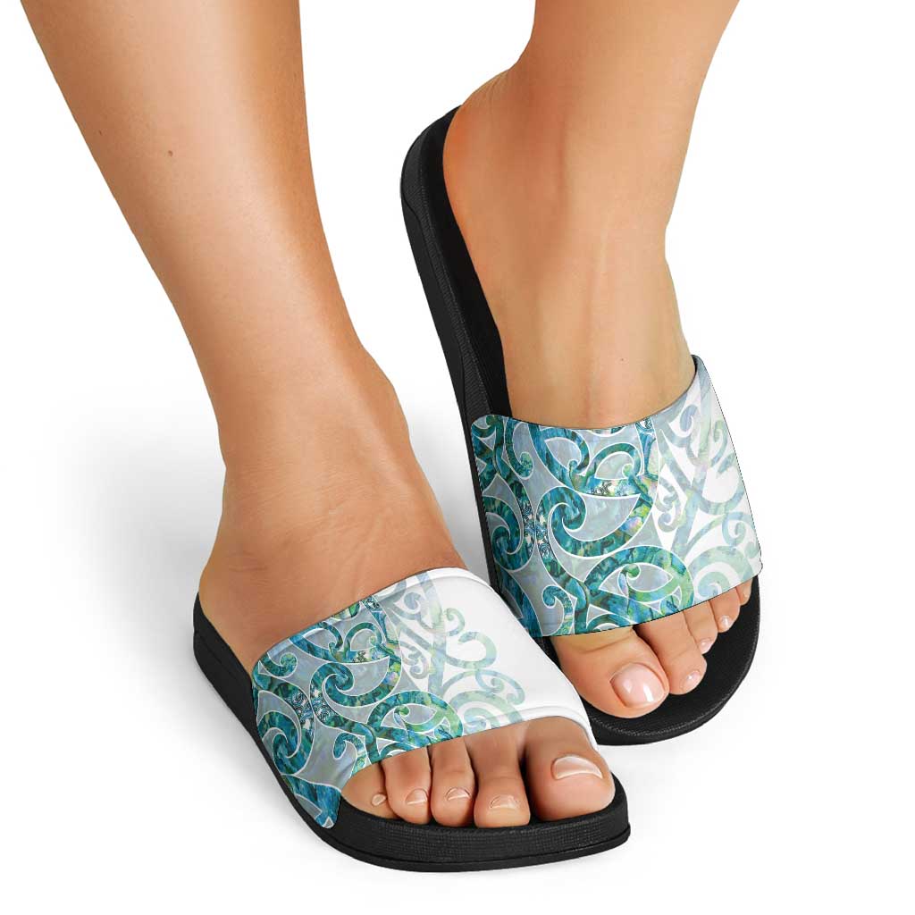 Paua Shell Maori Slide Sandals Koru Kowhaiwhai - Polynesian Pride