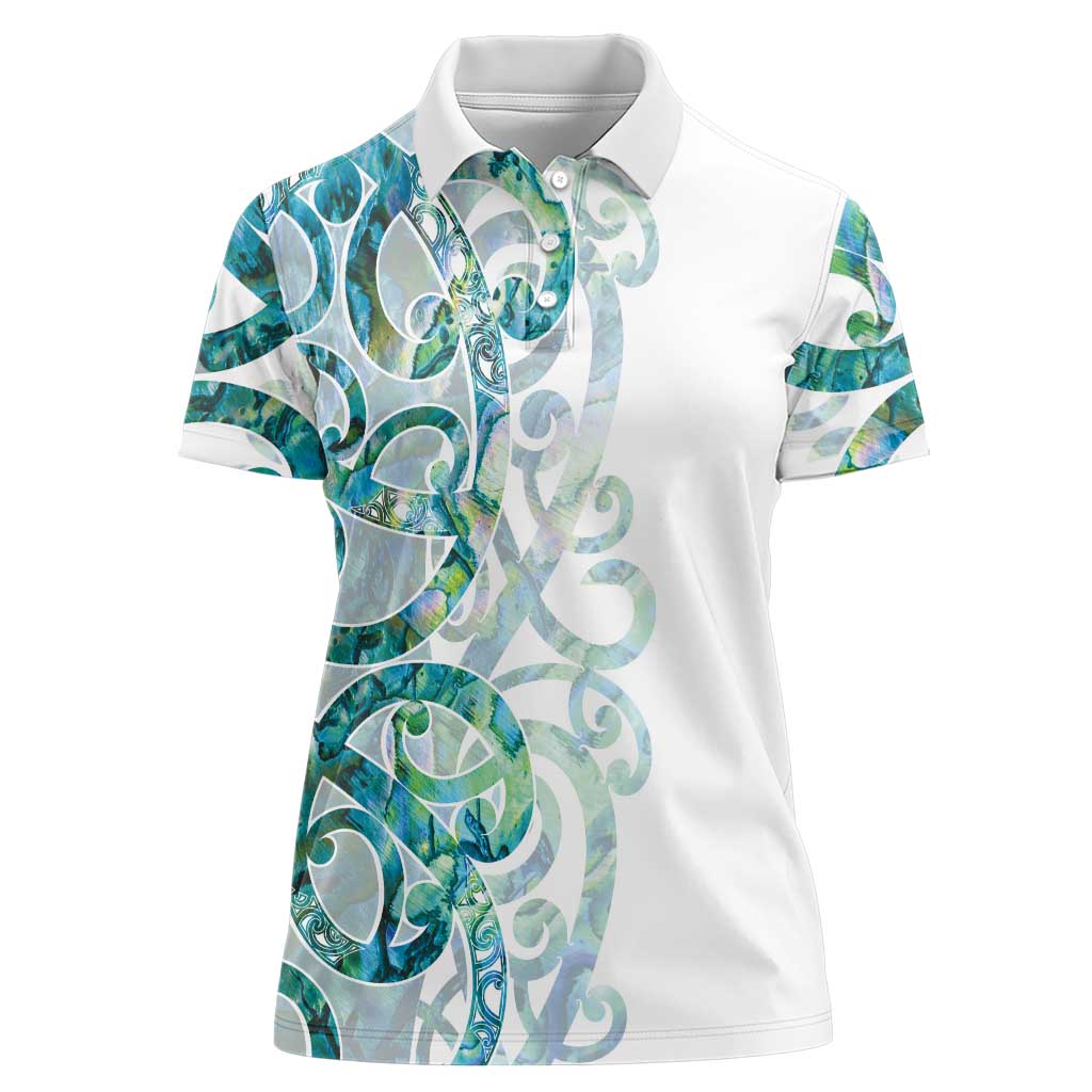Paua Shell Maori Women Polo Shirt Koru Kowhaiwhai - Polynesian Pride