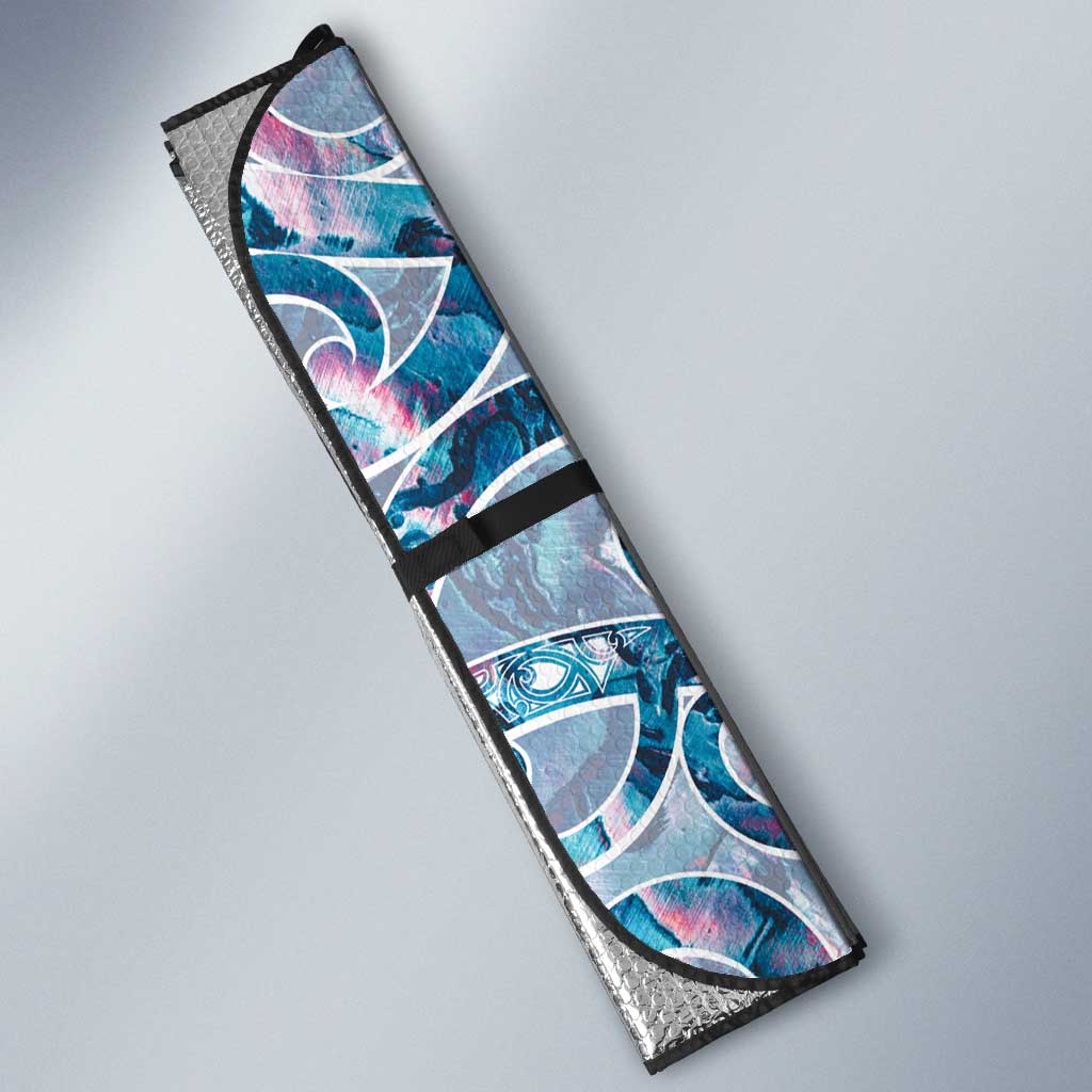 Turquoise Paua Shell Maori Auto Sun Shade Koru Kowhaiwhai - Polynesian Pride