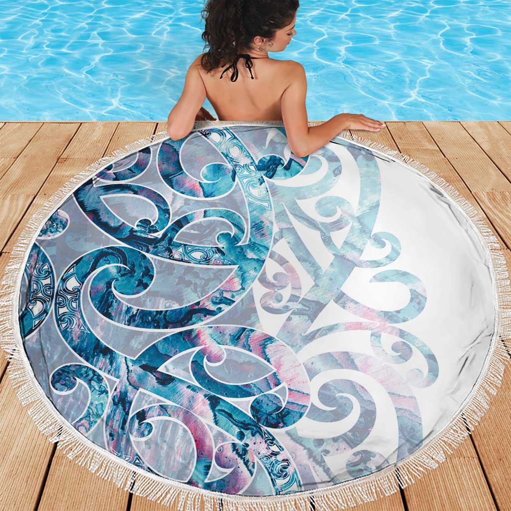Turquoise Paua Shell Maori Beach Blanket Koru Kowhaiwhai - Polynesian Pride