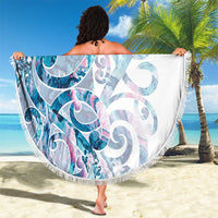 Turquoise Paua Shell Maori Beach Blanket Koru Kowhaiwhai - Polynesian Pride