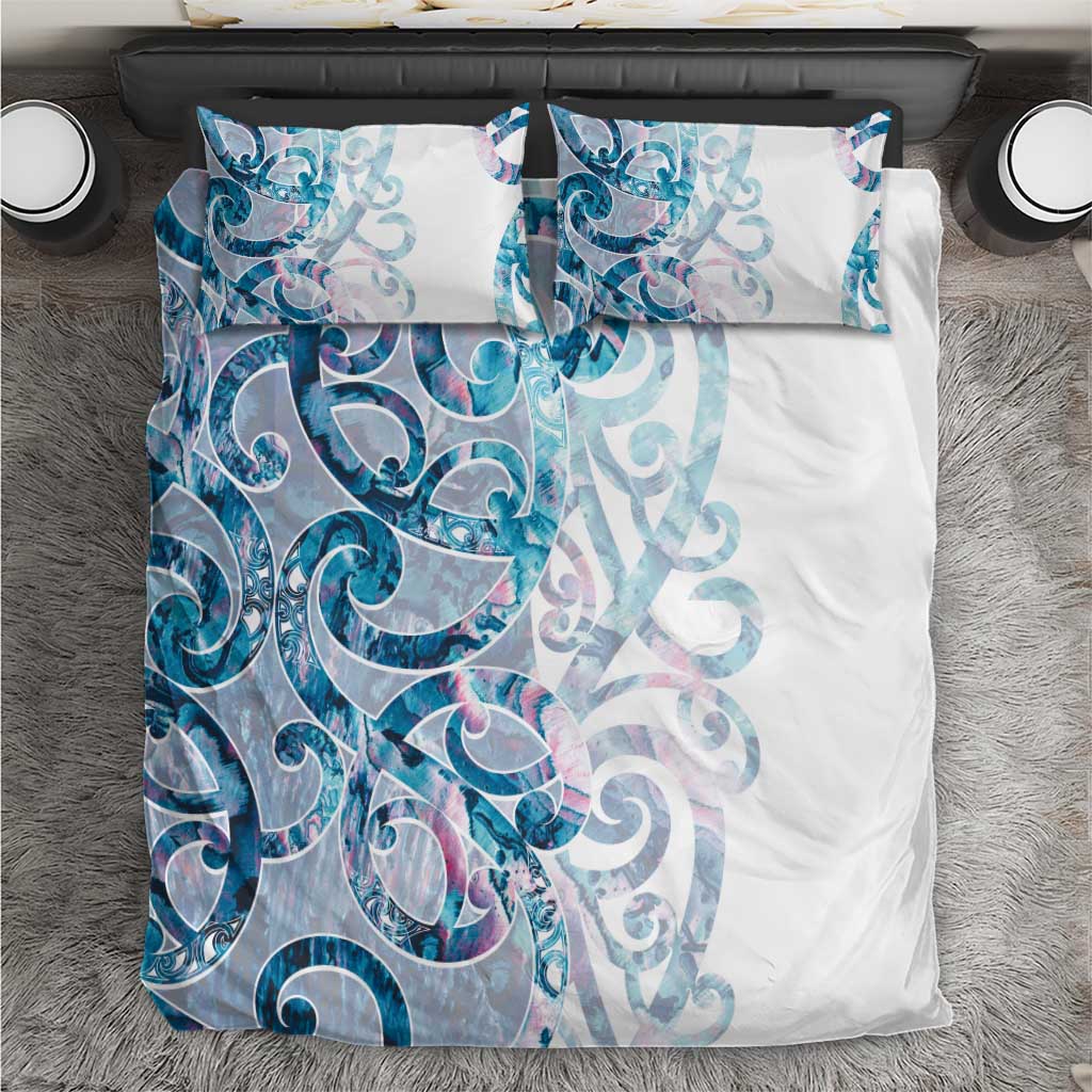 Turquoise Paua Shell Maori Bedding Set Koru Kowhaiwhai - Polynesian Pride