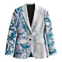 Turquoise Paua Shell Maori Blazer Koru Kowhaiwhai LT7 Unisex White - Polynesian Pride