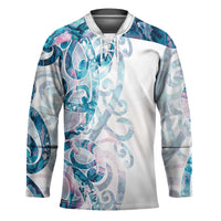 Turquoise Paua Shell Maori Hockey Jersey Koru Kowhaiwhai - Polynesian Pride