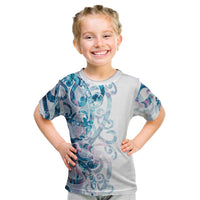 Turquoise Paua Shell Maori Kid T Shirt Koru Kowhaiwhai LT7 White - Polynesian Pride