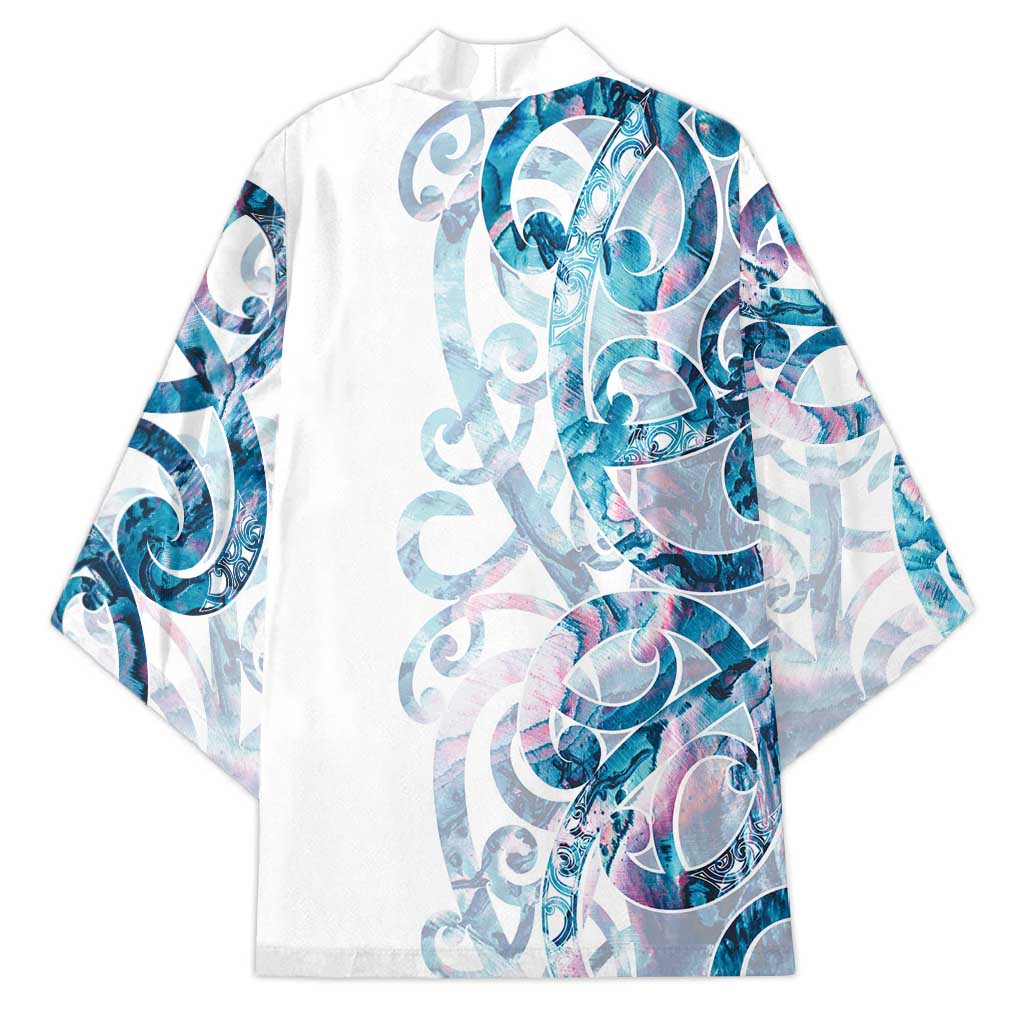 Turquoise Paua Shell Maori Kimono Koru Kowhaiwhai - Polynesian Pride