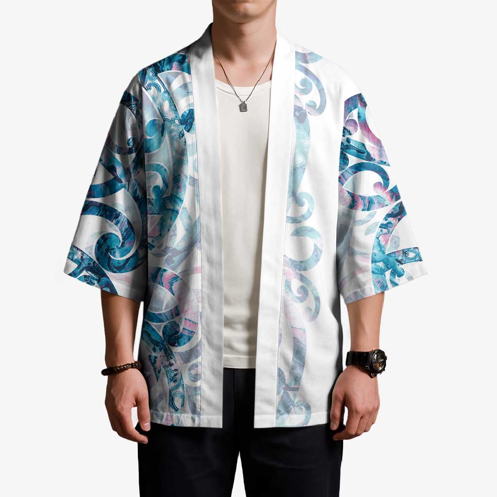 Turquoise Paua Shell Maori Kimono Koru Kowhaiwhai - Polynesian Pride