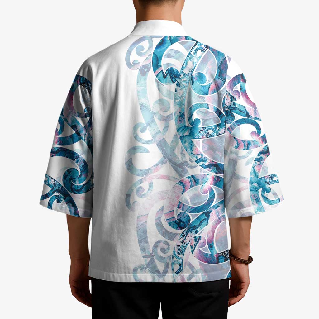 Turquoise Paua Shell Maori Kimono Koru Kowhaiwhai - Polynesian Pride