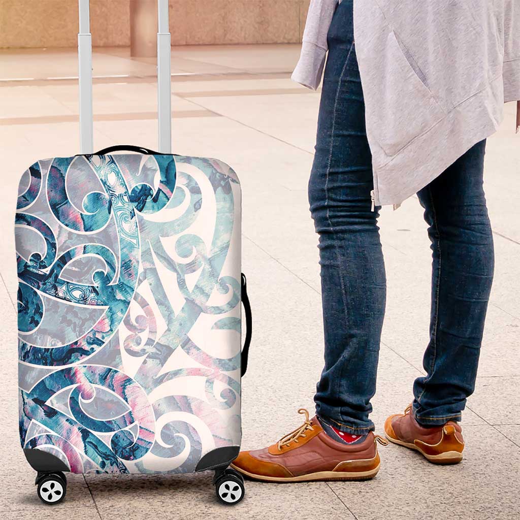 Turquoise Paua Shell Maori Luggage Cover Koru Kowhaiwhai - Polynesian Pride