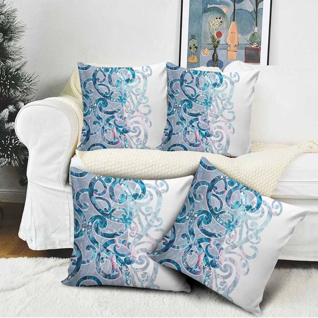 Turquoise Paua Shell Maori Pillow Cover Koru Kowhaiwhai - Polynesian Pride