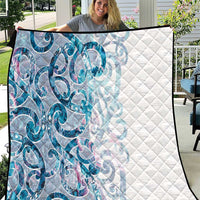 Turquoise Paua Shell Maori Quilt Koru Kowhaiwhai - Polynesian Pride