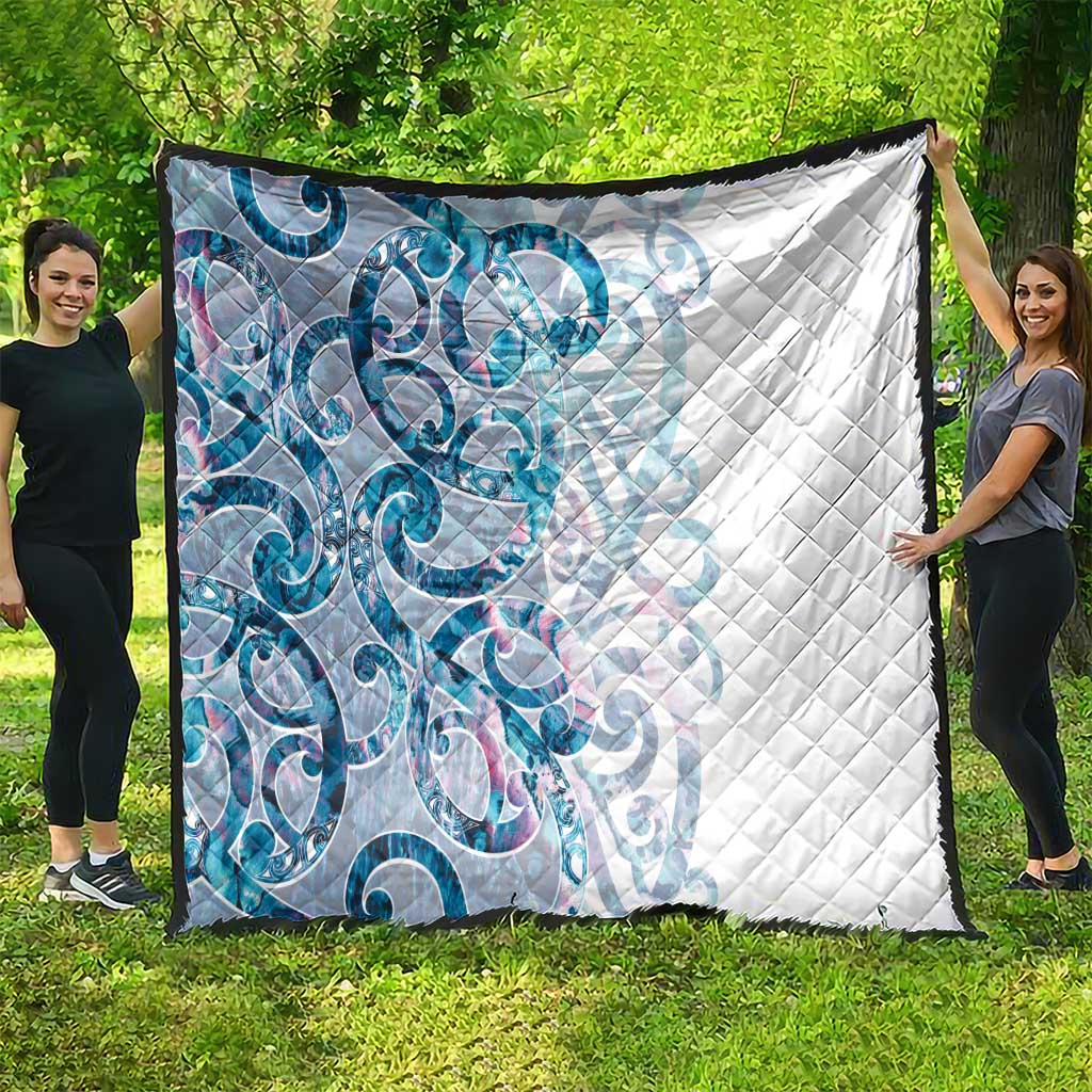 Turquoise Paua Shell Maori Quilt Koru Kowhaiwhai - Polynesian Pride