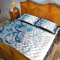 Turquoise Paua Shell Maori Quilt Bed Set Koru Kowhaiwhai LT7 - Polynesian Pride