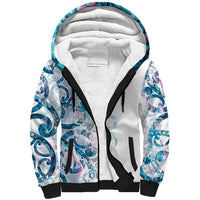 Turquoise Paua Shell Maori Sherpa Hoodie Koru Kowhaiwhai - Polynesian Pride