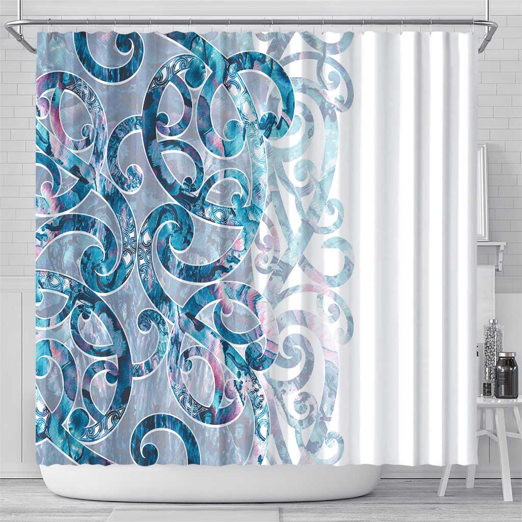 Turquoise Paua Shell Maori Shower Curtain Koru Kowhaiwhai LT7 - Polynesian Pride