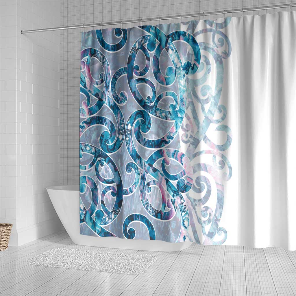 Turquoise Paua Shell Maori Shower Curtain Koru Kowhaiwhai LT7 - Polynesian Pride