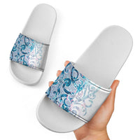 Turquoise Paua Shell Maori Slide Sandals Koru Kowhaiwhai - Polynesian Pride